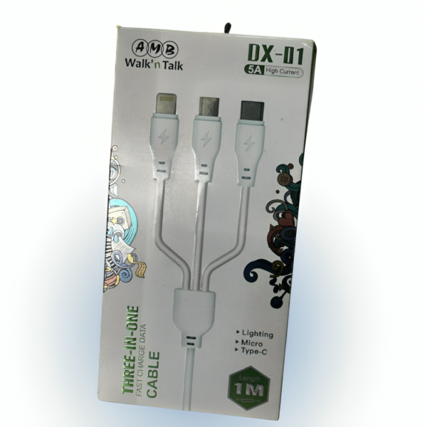 3-in-1 Fast Data & Charging Cable – Multi Connector and Durable