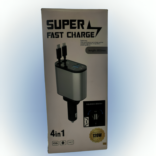 Super Fast 4-in-1 Car Charger – Multi Port Fast Charging Adapter