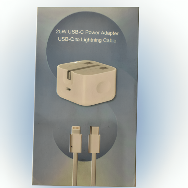 25W USB-C Power Adapter with USB-C to Lightning Cable – Fast Charging Set for iPhone