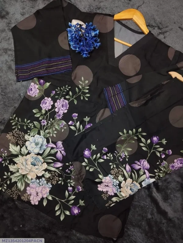 2 Pcs Women's Stitched Swiss Lawn Printed Shirt And Trouser